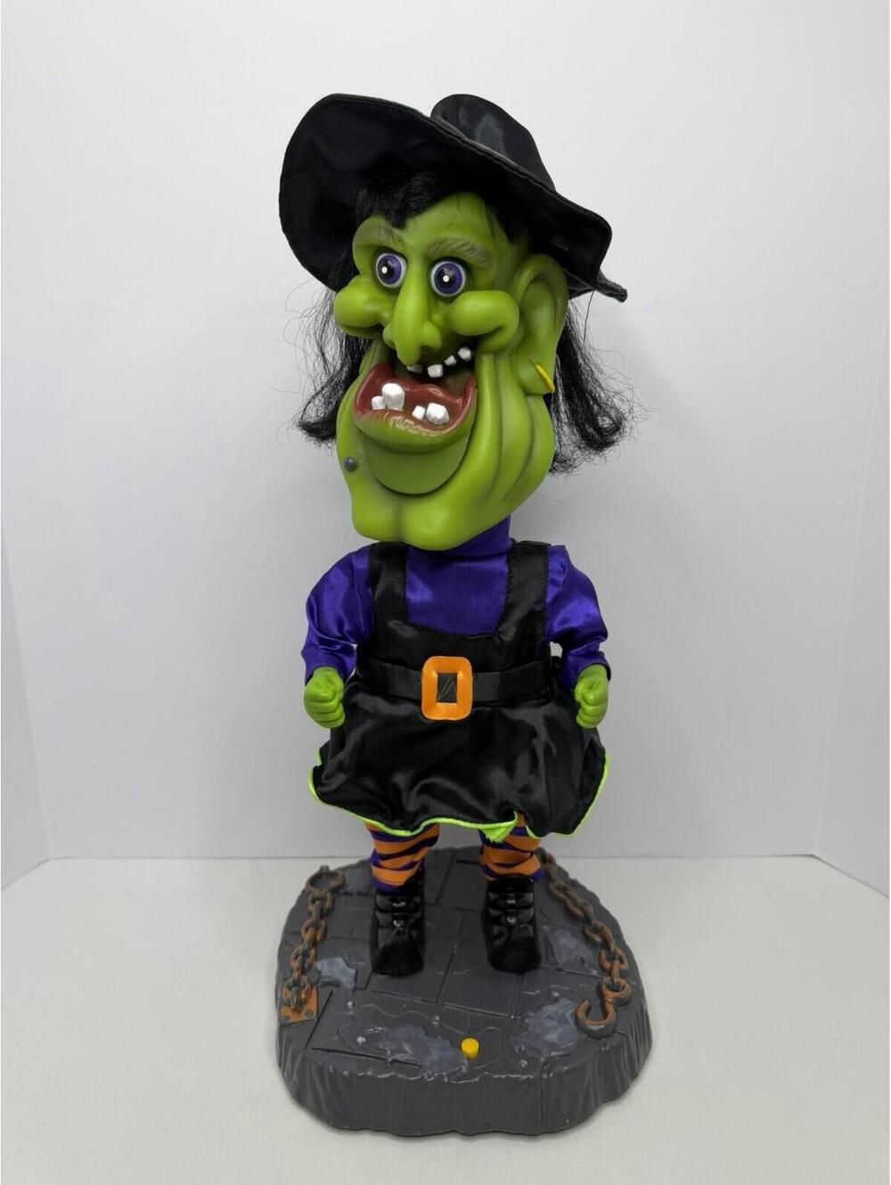 17" Gemmy Halloween Big Head Dancing Witch Animated Sings I Want Candy P63
